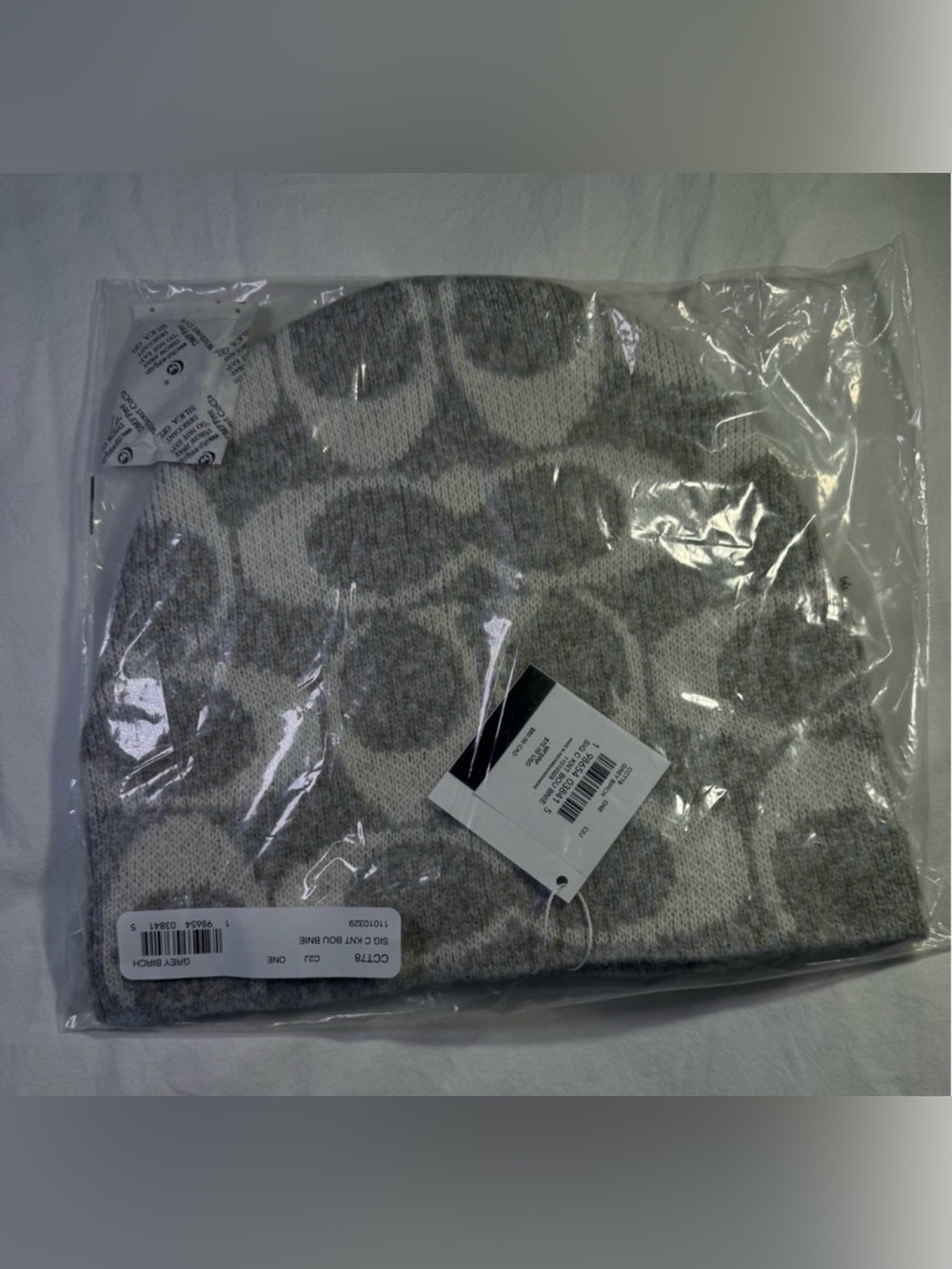 NWT - COACH Beanie Knit Wool Grey Birch Logo - Luxury Style Y2K Winter Hat - Picture 2 of 5